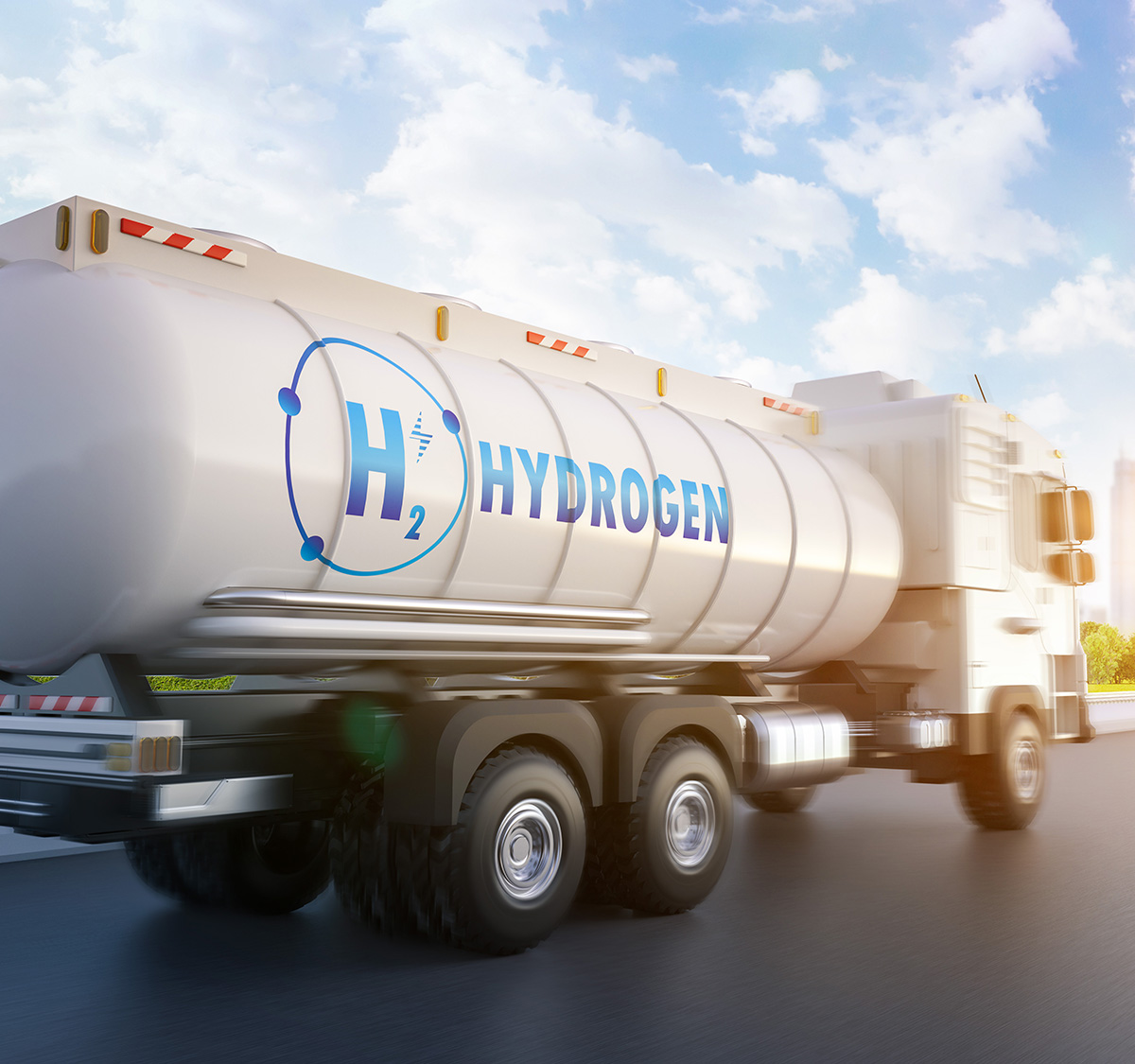 hyrdogen heavy goods vehicle on the road